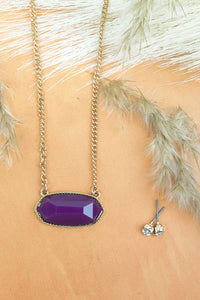 Purple Madelyn Goldtone Necklace and Earring Set